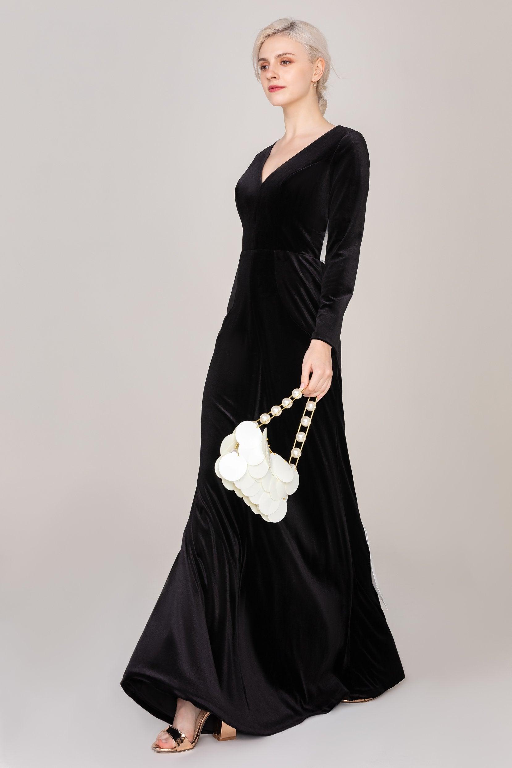 Sheath-Column Floor Length Velvet Dress CS0333 - COCOMELODY