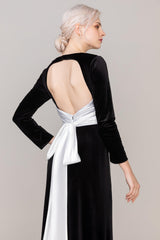 Sheath-Column Floor Length Velvet Dress CS0333 - COCOMELODY