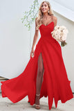 A-Line Court Train Satin Prom Dress CS0423 - COCOMELODY