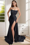 Sheath-Column Sweep-Brush Train Silk-Like Sequined Prom Dress CS0427 - COCOMELODY