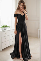 A-Line Sweep-Brush Train Silk-Like Prom Dress CS0432 - COCOMELODY