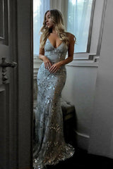 Trumpet-Mermaid Sweep-Brush Train Silk-Like Prom Dress CS0447 - COCOMELODY