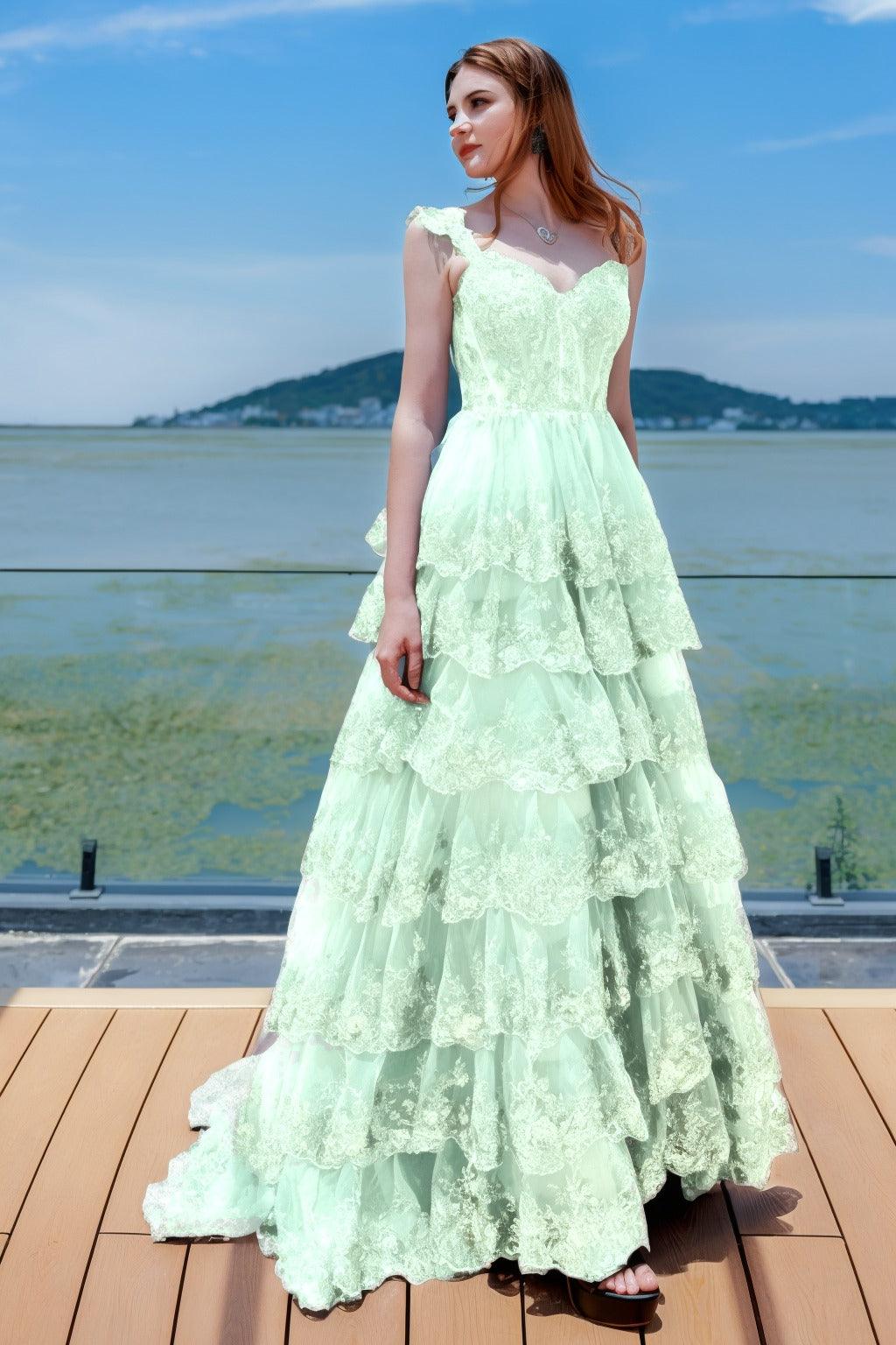 Ball Gown Sweep-Brush Train Tulle Prom Dress CS0481 - COCOMELODY