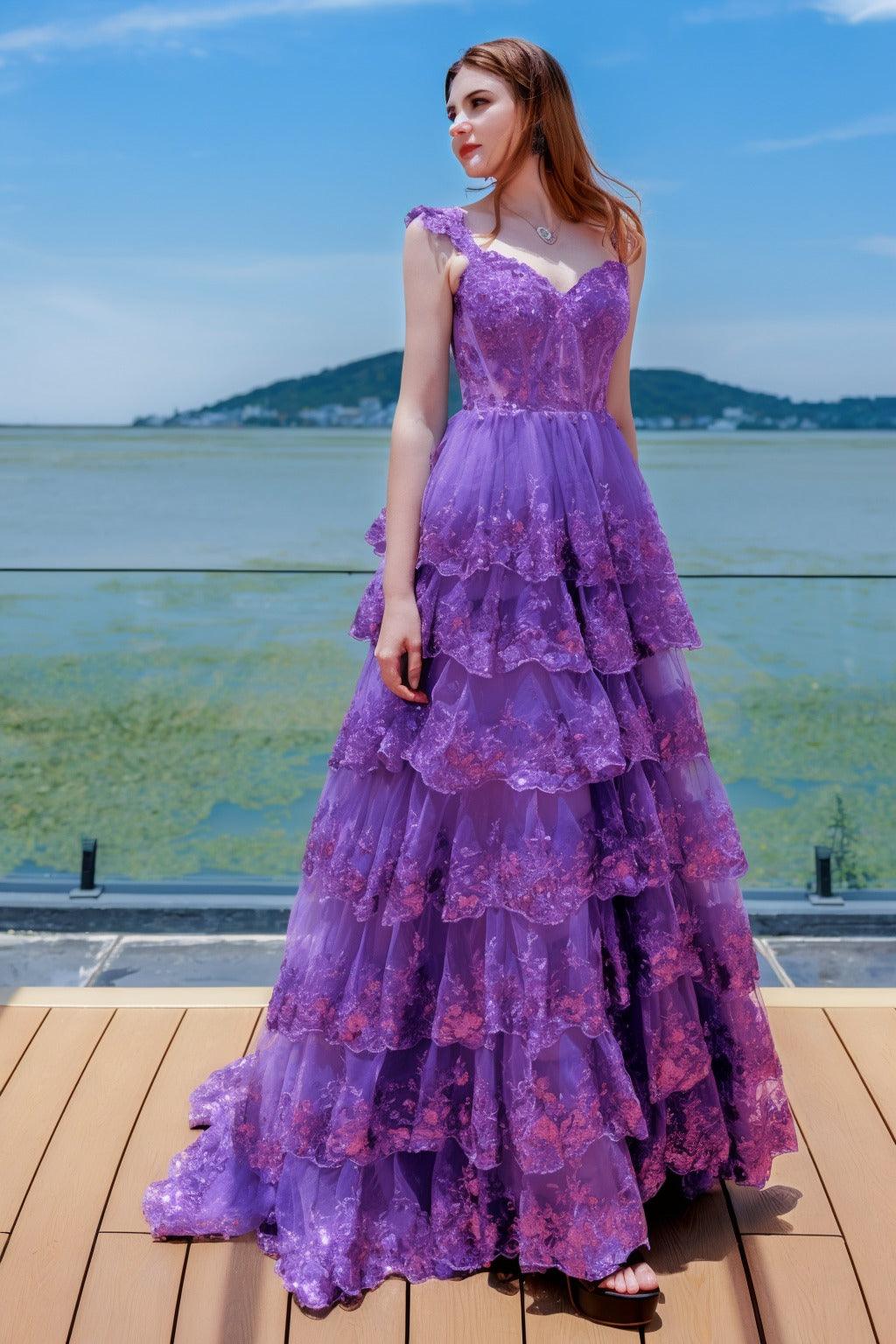 Ball Gown Sweep-Brush Train Tulle Prom Dress CS0481 - COCOMELODY