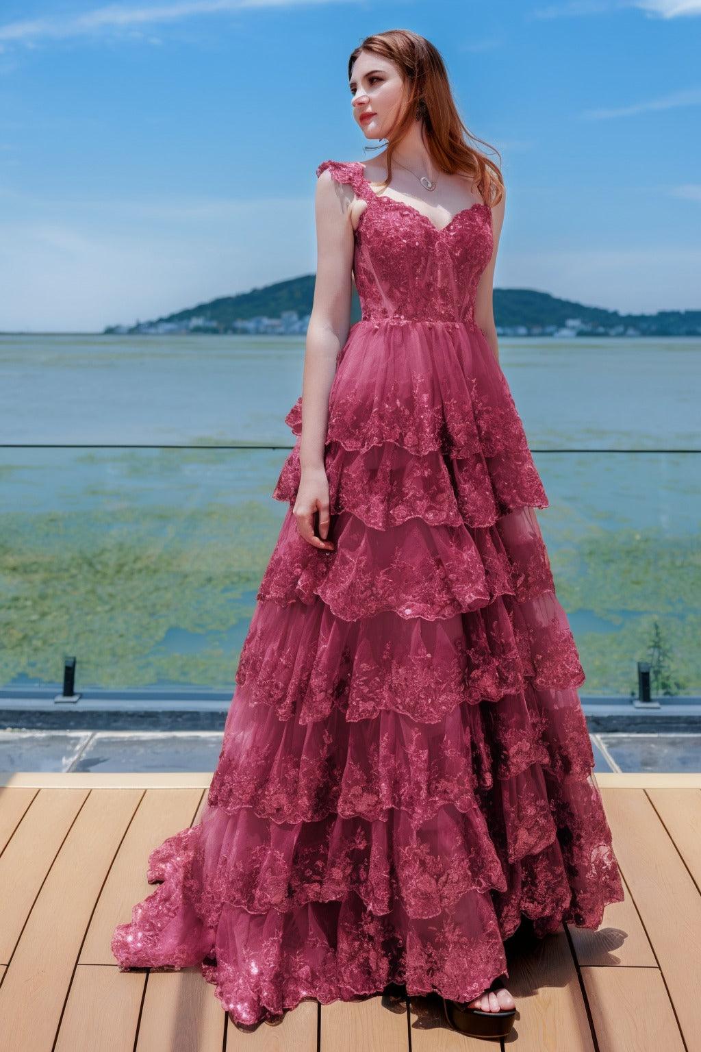 Ball Gown Sweep-Brush Train Tulle Prom Dress CS0481 - COCOMELODY