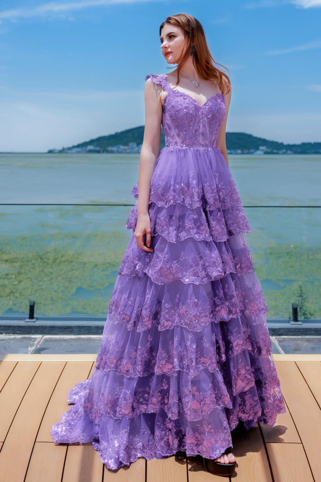 Ball Gown Sweep-Brush Train Tulle Prom Dress CS0481 - COCOMELODY