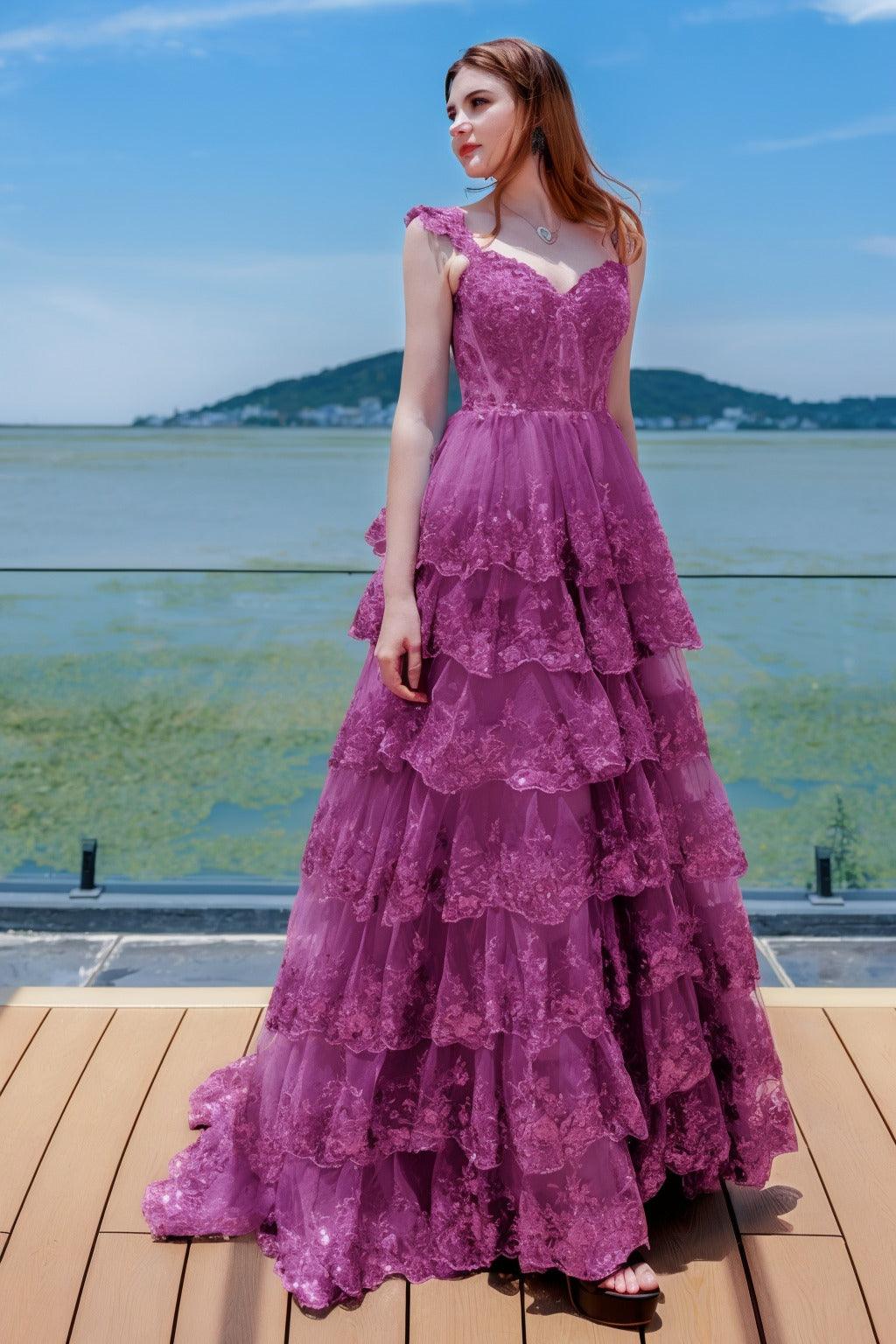 Ball Gown Sweep-Brush Train Tulle Prom Dress CS0481 - COCOMELODY