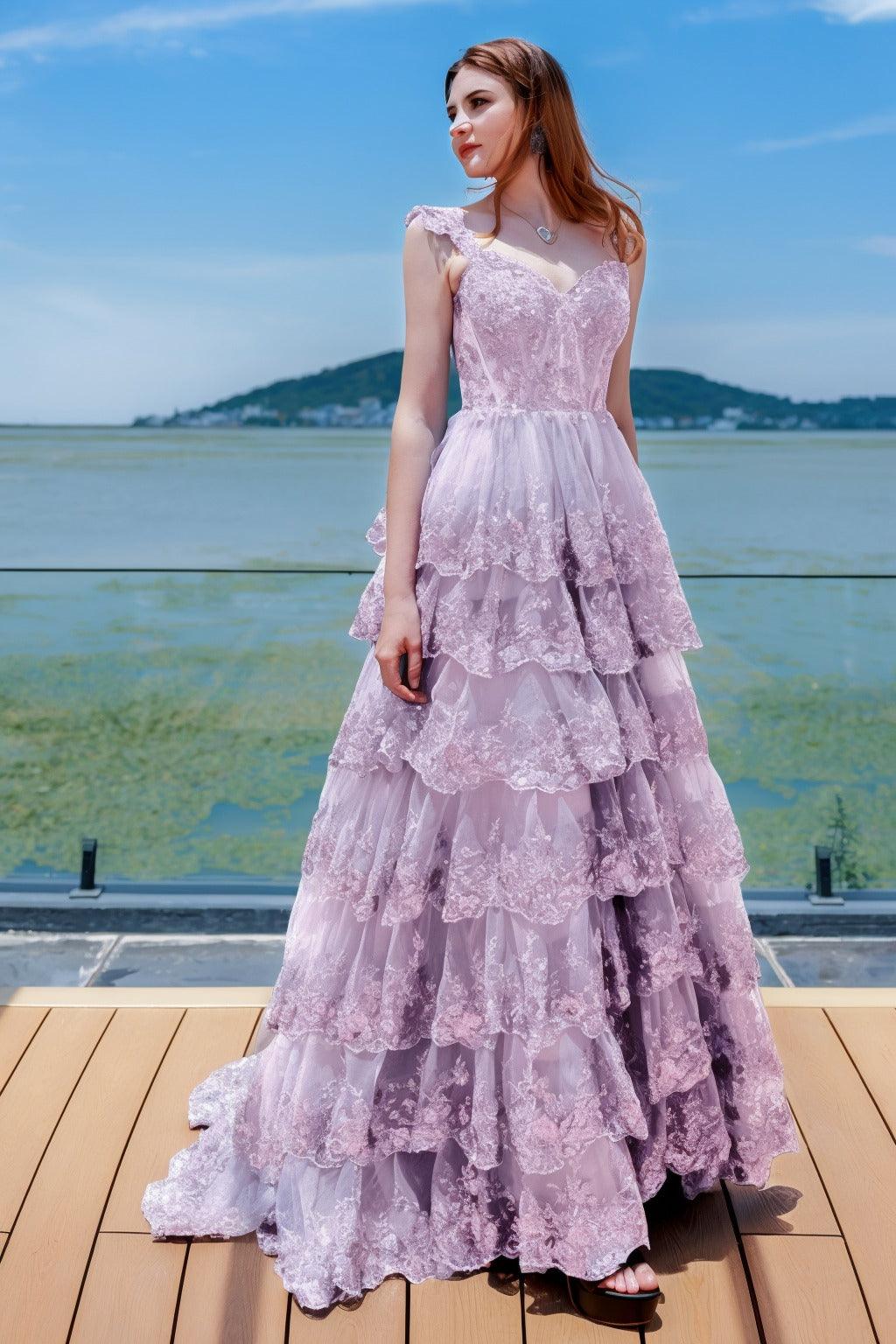 Ball Gown Sweep-Brush Train Tulle Prom Dress CS0481 - COCOMELODY