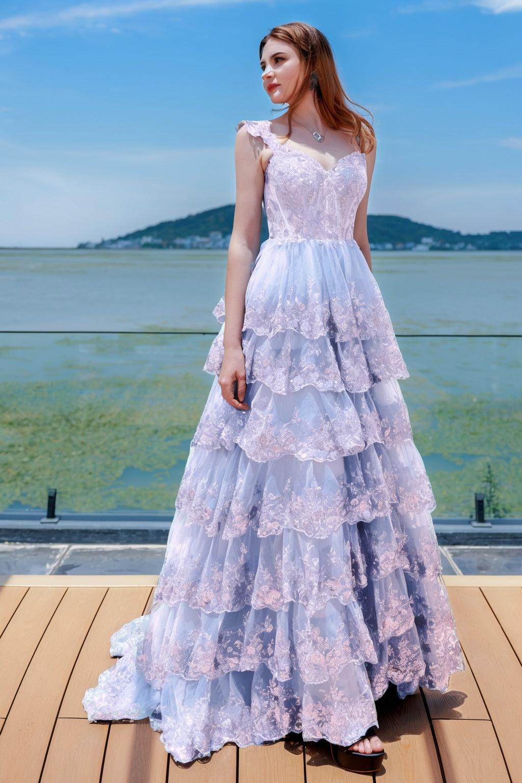 Ball Gown Sweep-Brush Train Tulle Prom Dress CS0481 - COCOMELODY