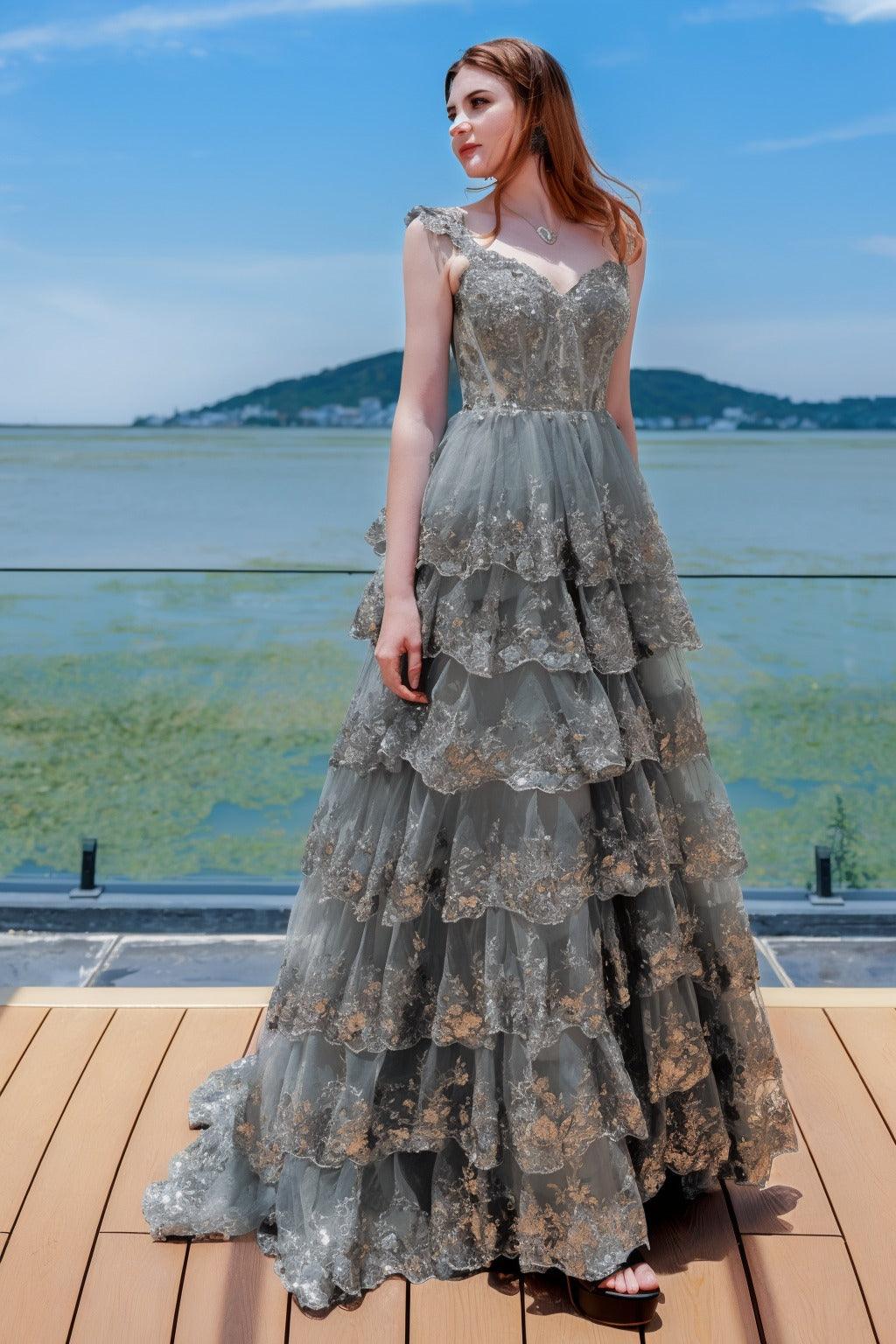 Ball Gown Sweep-Brush Train Tulle Prom Dress CS0481 - COCOMELODY
