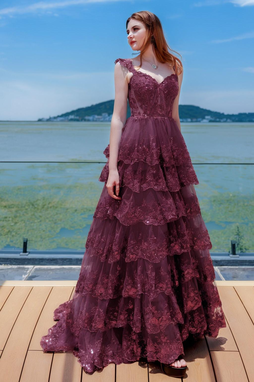 Ball Gown Sweep-Brush Train Tulle Prom Dress CS0481 - COCOMELODY