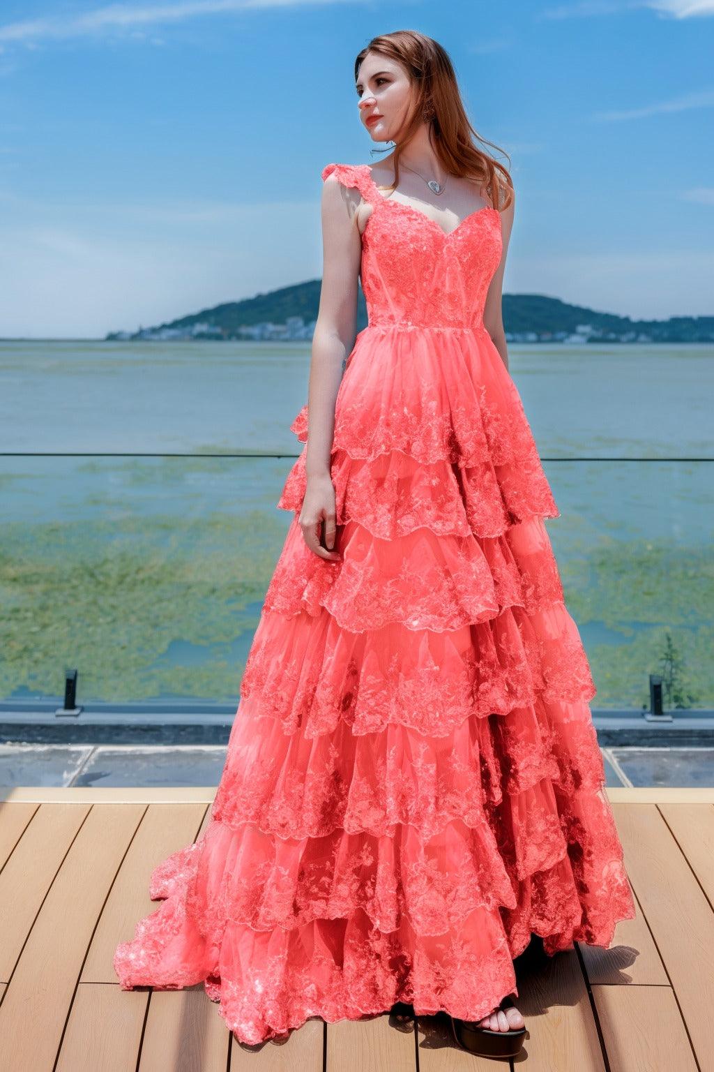 Ball Gown Sweep-Brush Train Tulle Prom Dress CS0481 - COCOMELODY