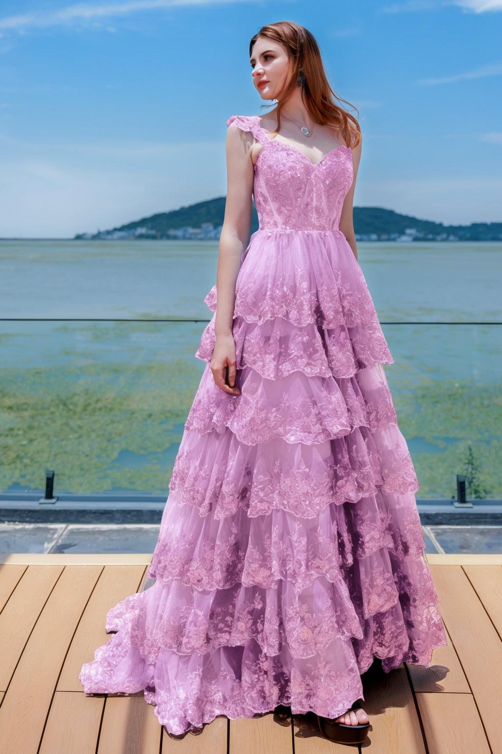 Ball Gown Sweep-Brush Train Tulle Prom Dress CS0481 - COCOMELODY