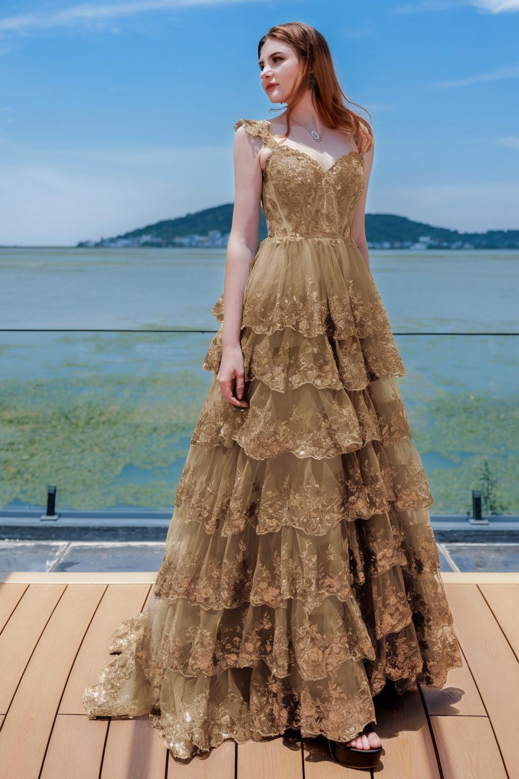 Ball Gown Sweep-Brush Train Tulle Prom Dress CS0481 - COCOMELODY