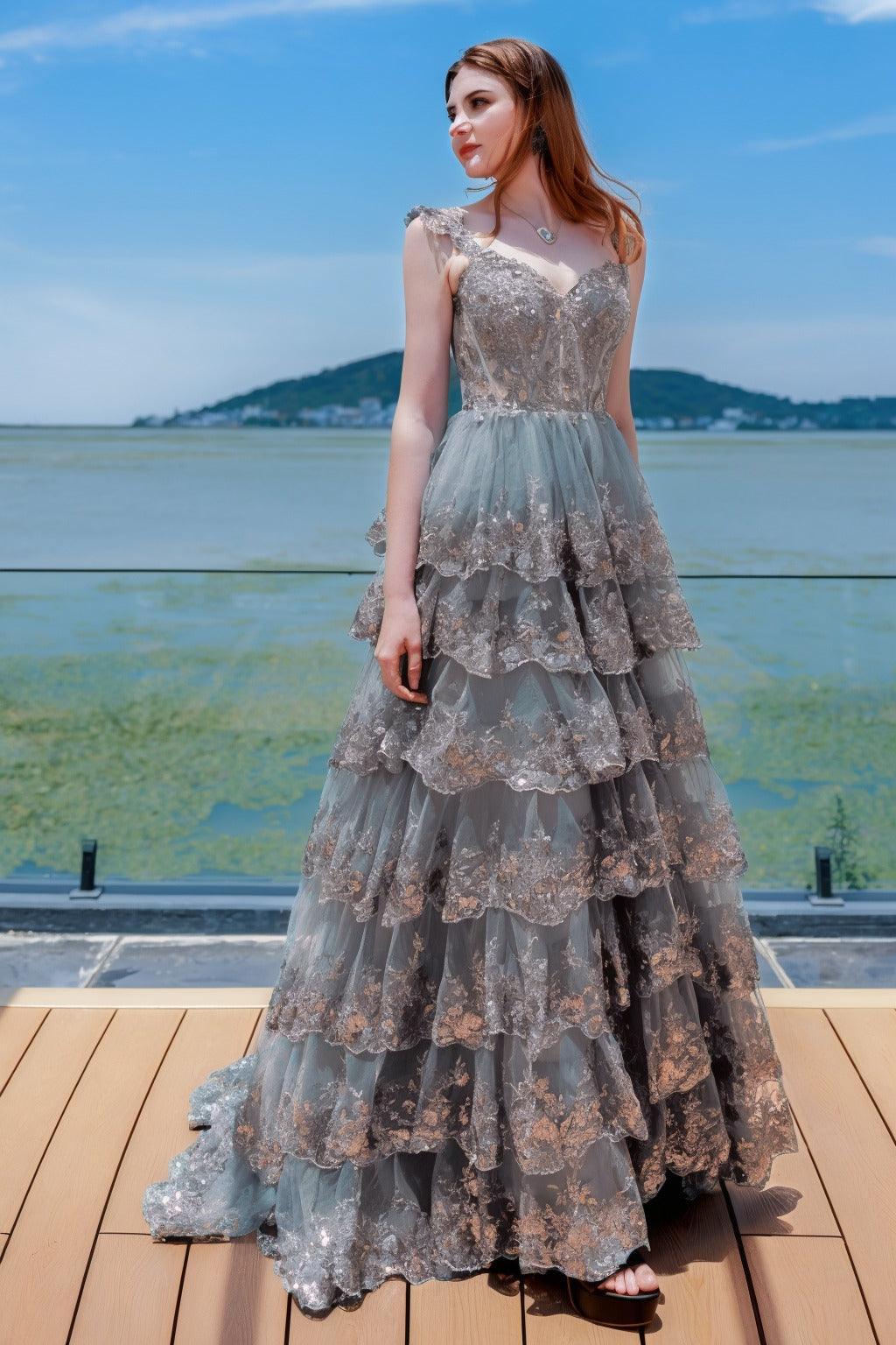 Ball Gown Sweep-Brush Train Tulle Prom Dress CS0481 - COCOMELODY