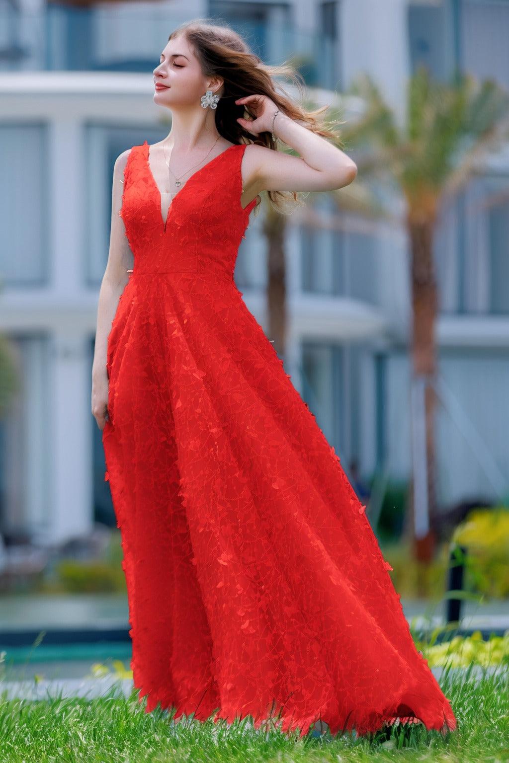 A-Line Sweep-Brush Train Sequined Lace Prom Dress CS0484 - COCOMELODY