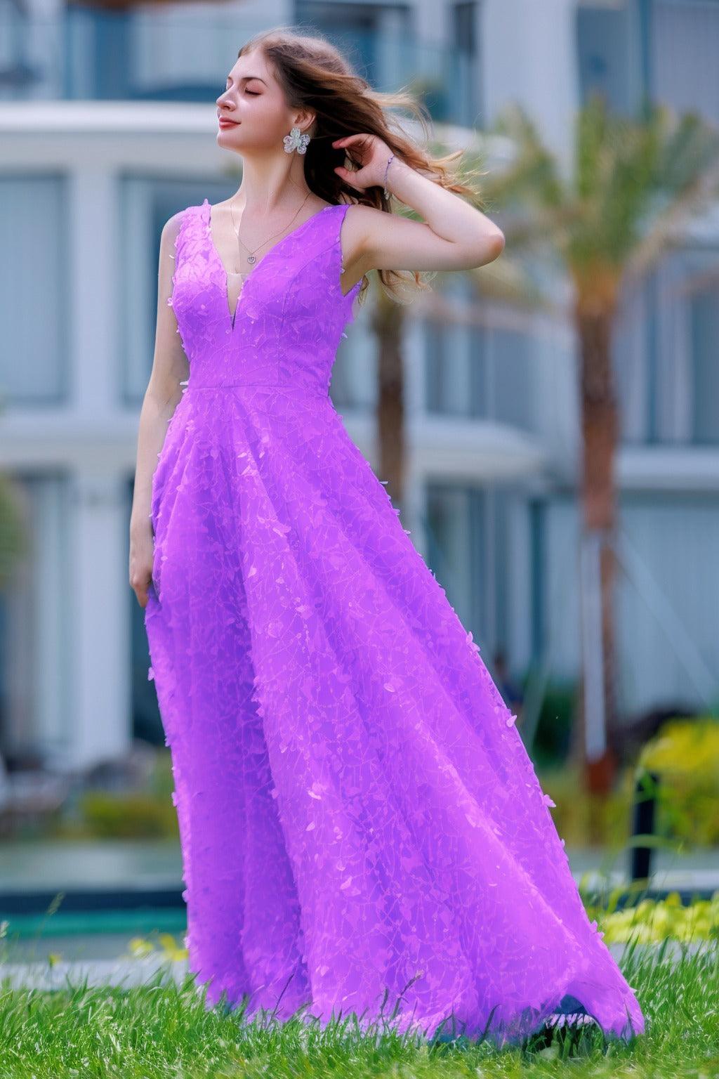 A-Line Sweep-Brush Train Sequined Lace Prom Dress CS0484 - COCOMELODY