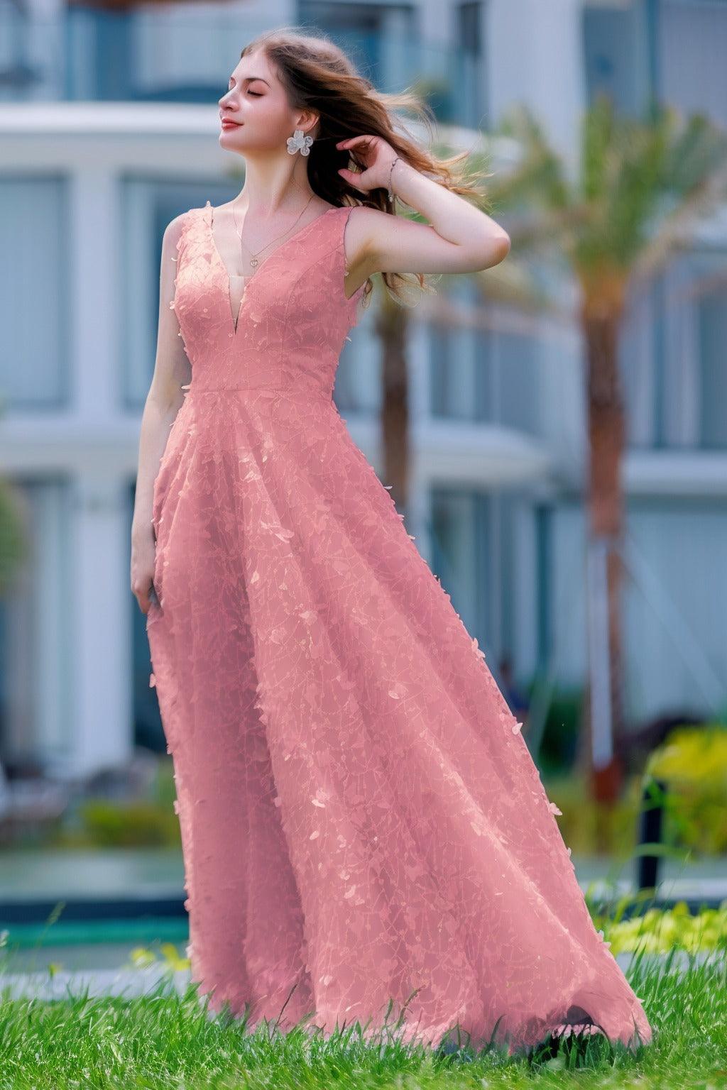 A-Line Sweep-Brush Train Sequined Lace Prom Dress CS0484 - COCOMELODY