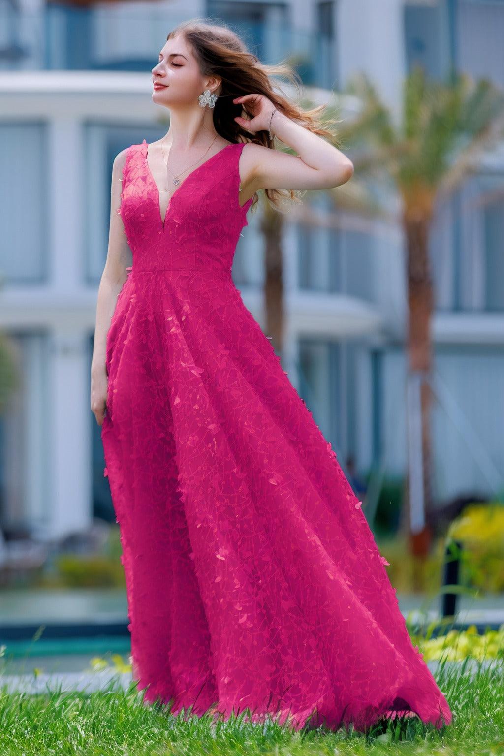 A-Line Sweep-Brush Train Sequined Lace Prom Dress CS0484 - COCOMELODY