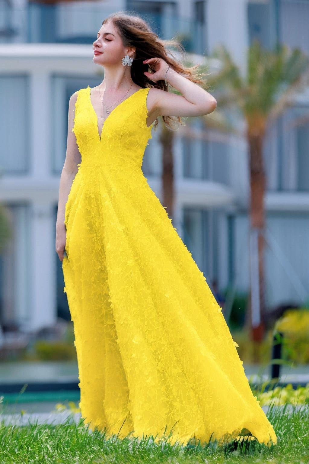 A-Line Sweep-Brush Train Sequined Lace Prom Dress CS0484 - COCOMELODY