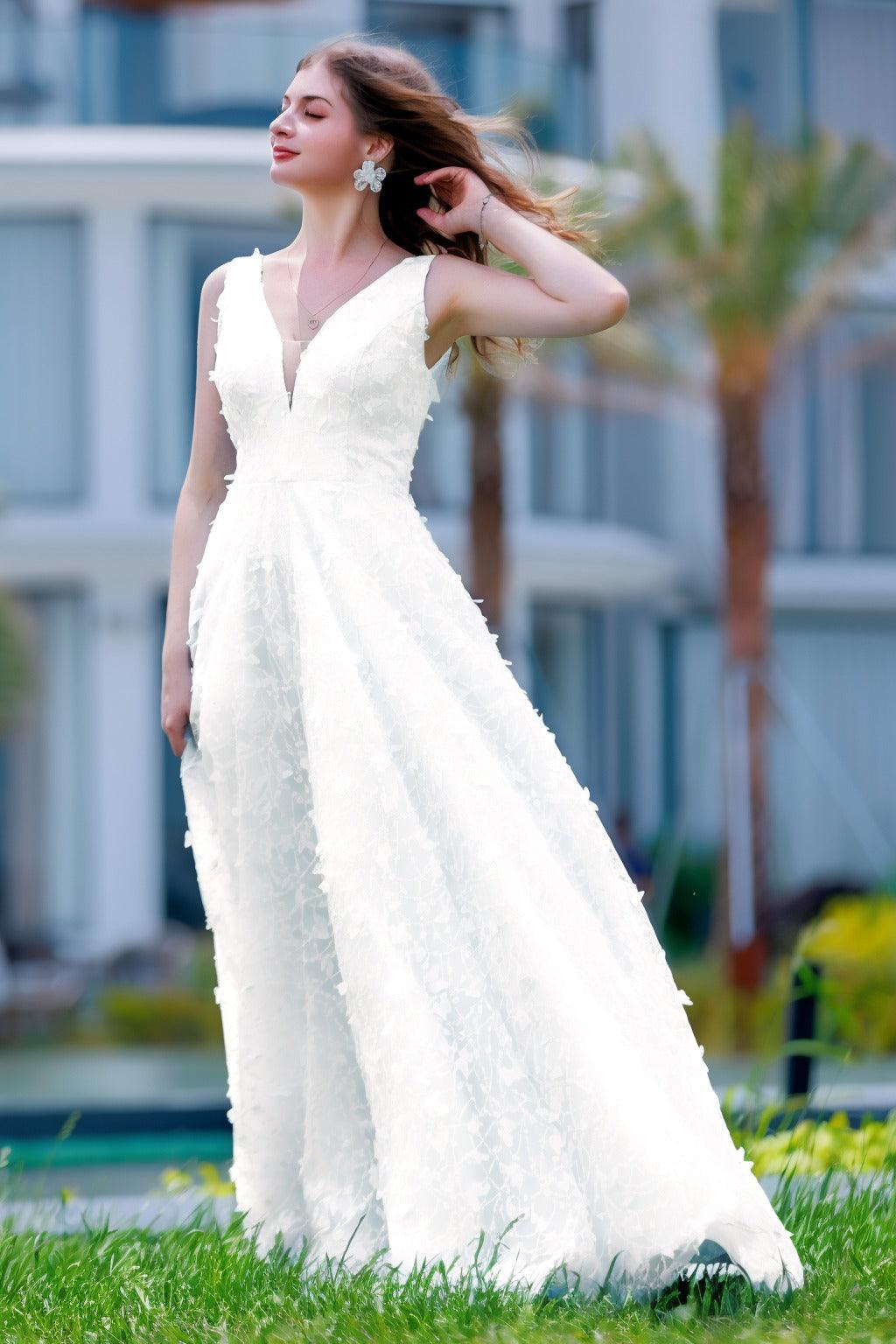 A-Line Sweep-Brush Train Sequined Lace Prom Dress CS0484 - COCOMELODY