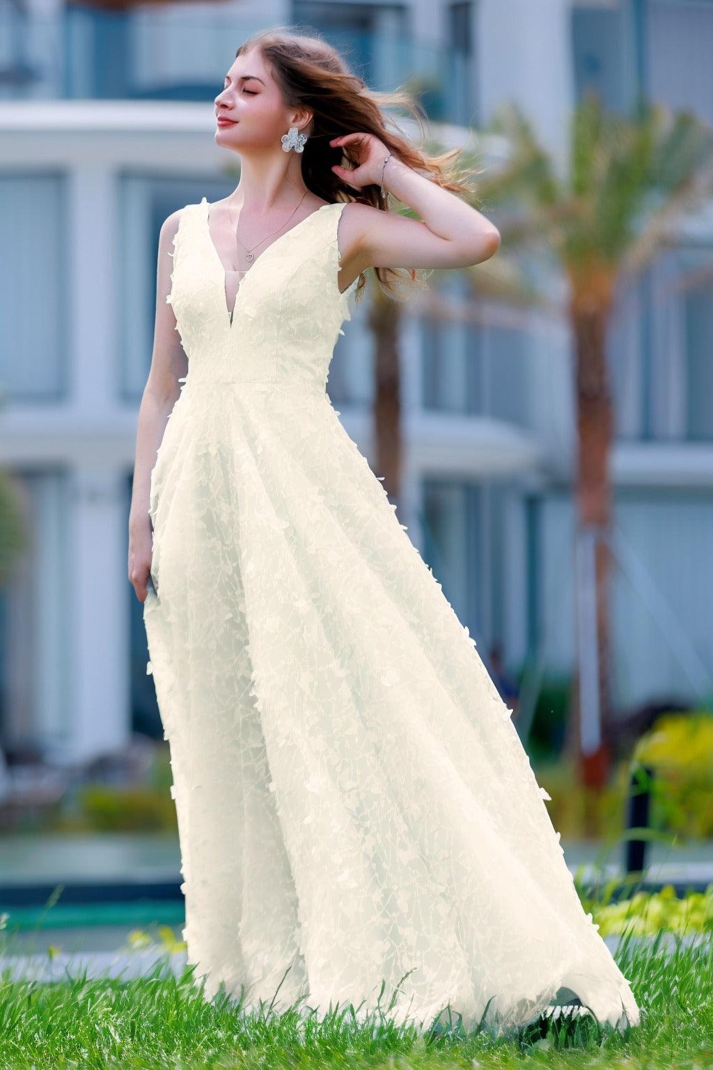 A-Line Sweep-Brush Train Sequined Lace Prom Dress CS0484 - COCOMELODY