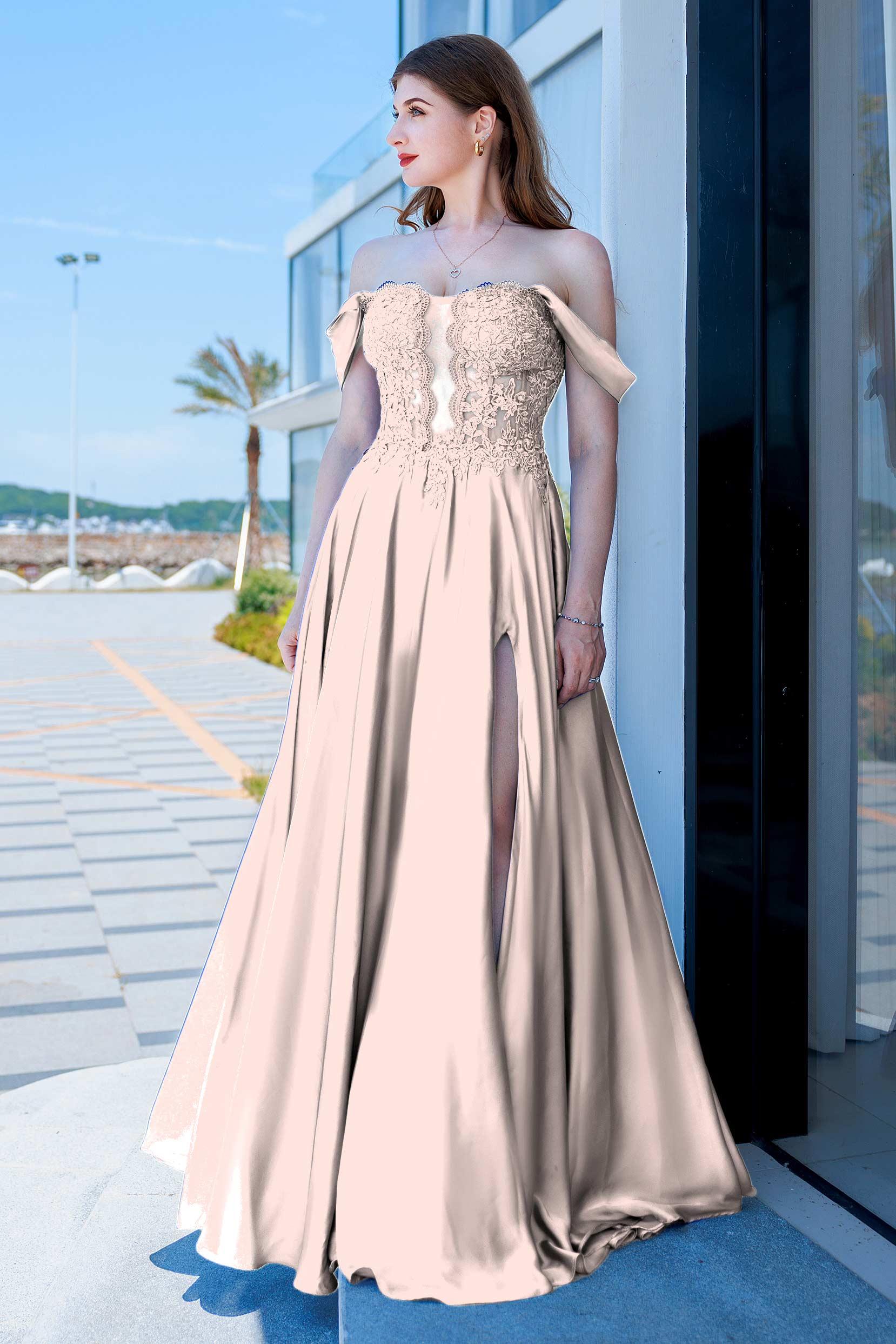 A-Line Floor Length Forged Chiffon Prom Dress CS0485 - COCOMELODY