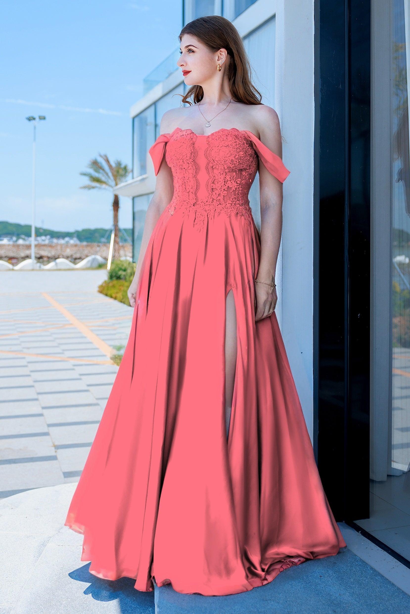 A-Line Floor Length Forged Chiffon Prom Dress CS0485 - COCOMELODY