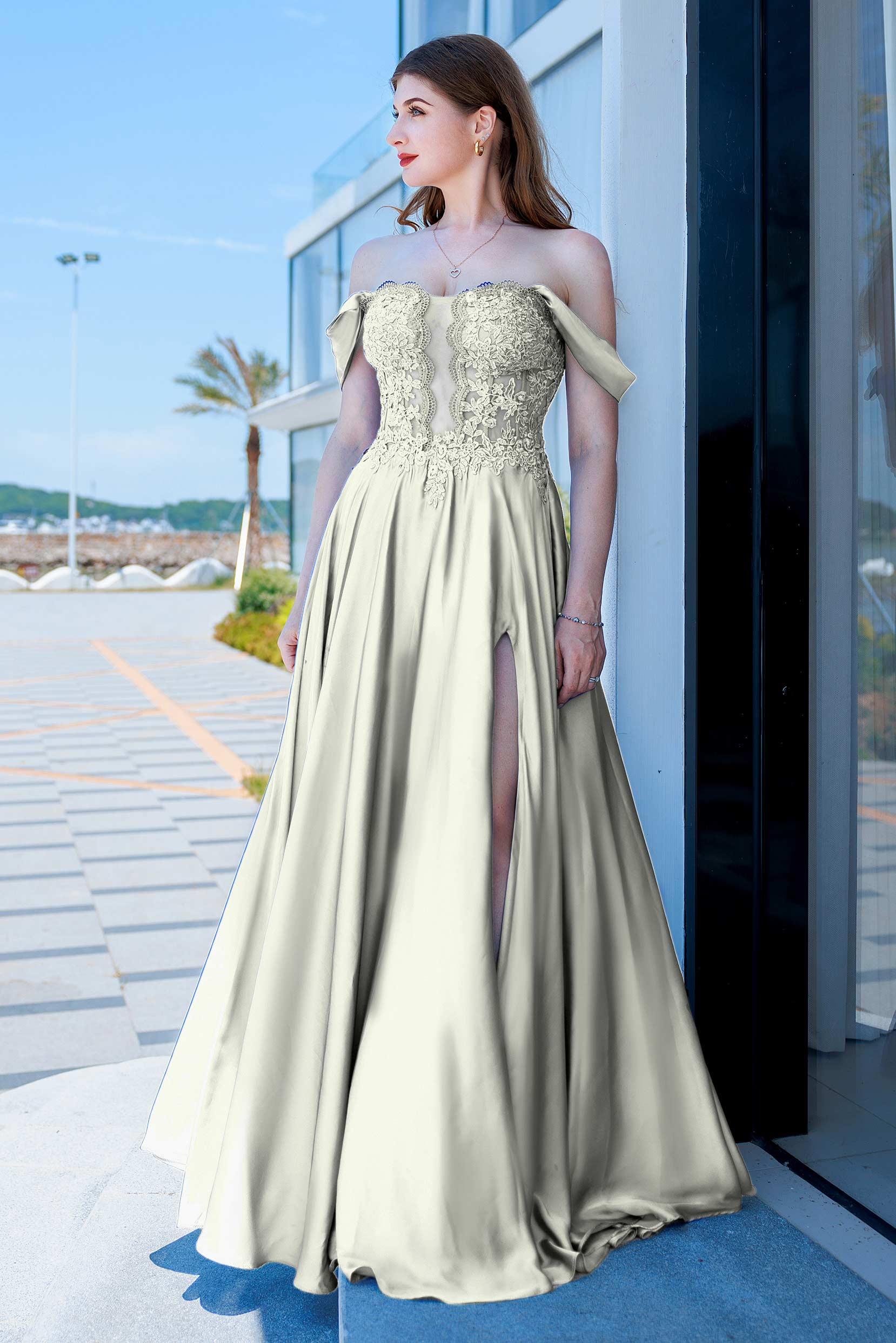 A-Line Floor Length Forged Chiffon Prom Dress CS0485 - COCOMELODY