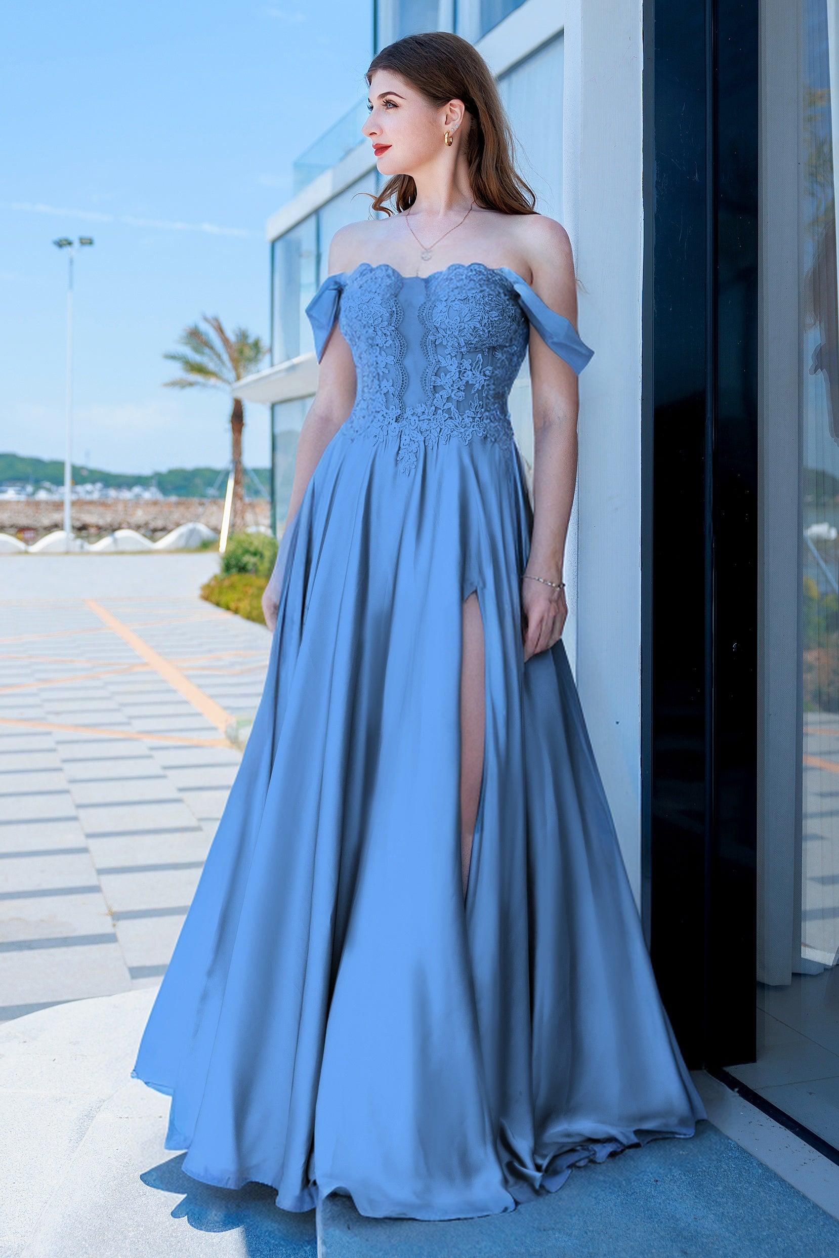 A-Line Floor Length Forged Chiffon Prom Dress CS0485 - COCOMELODY