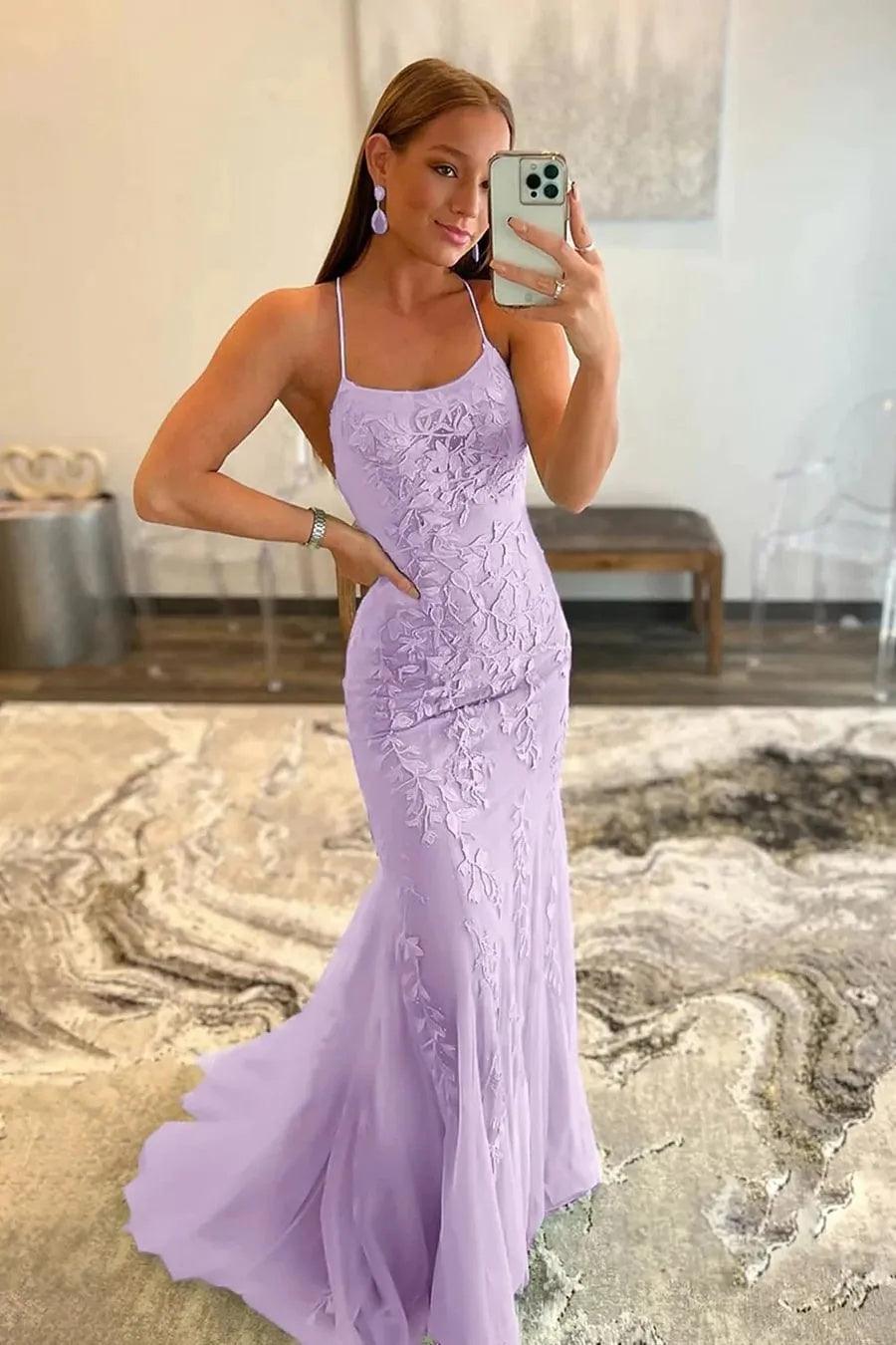 Sheath-Column Floor Length Tulle Prom Dress CS0489 - COCOMELODY