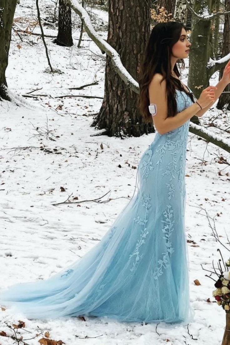 Sheath-Column Floor Length Tulle Prom Dress CS0489 - COCOMELODY