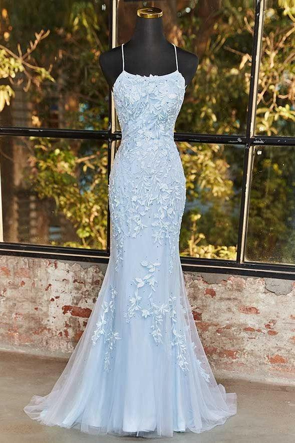 Sheath-Column Floor Length Tulle Prom Dress CS0489 - COCOMELODY