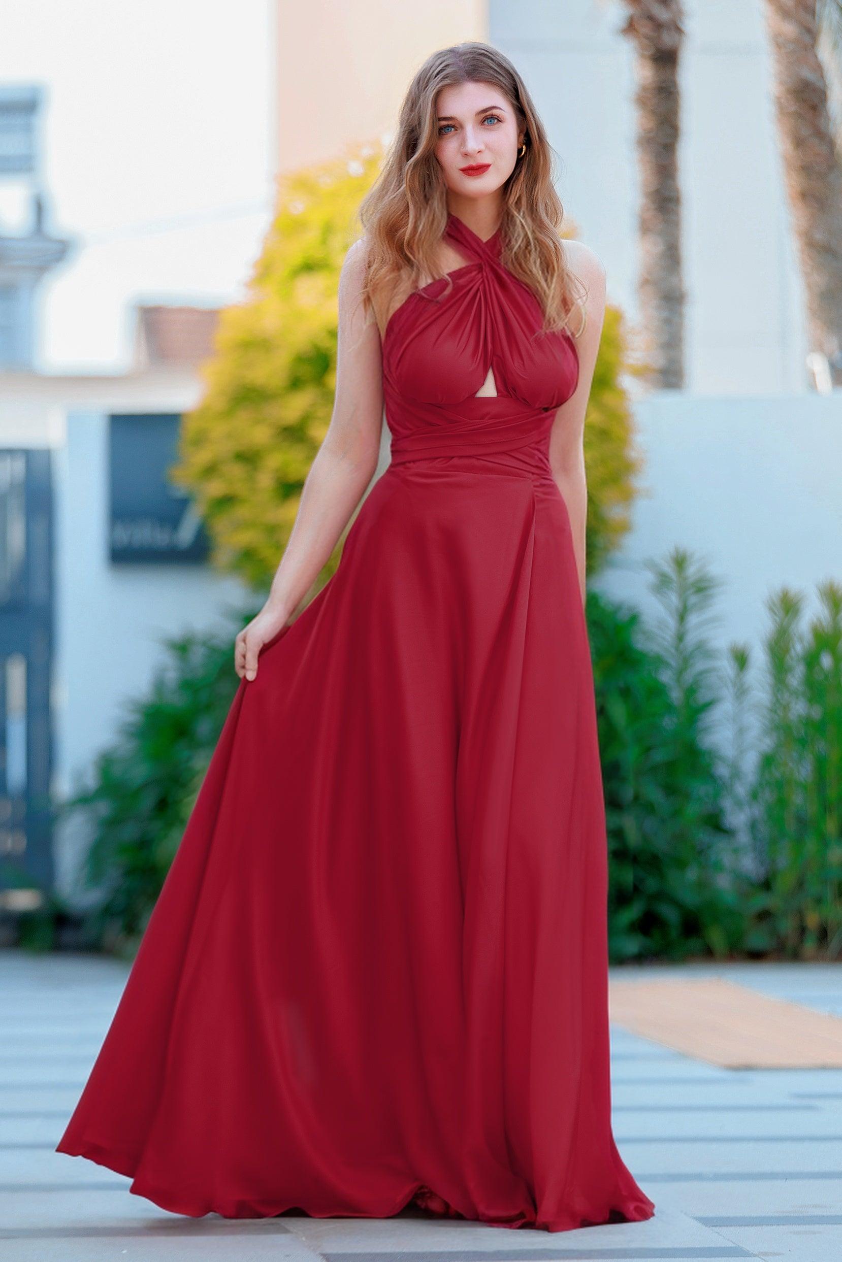 Sheath-Column Sweep-Brush Train Forged Chiffon Prom Dress CS0492 - COCOMELODY