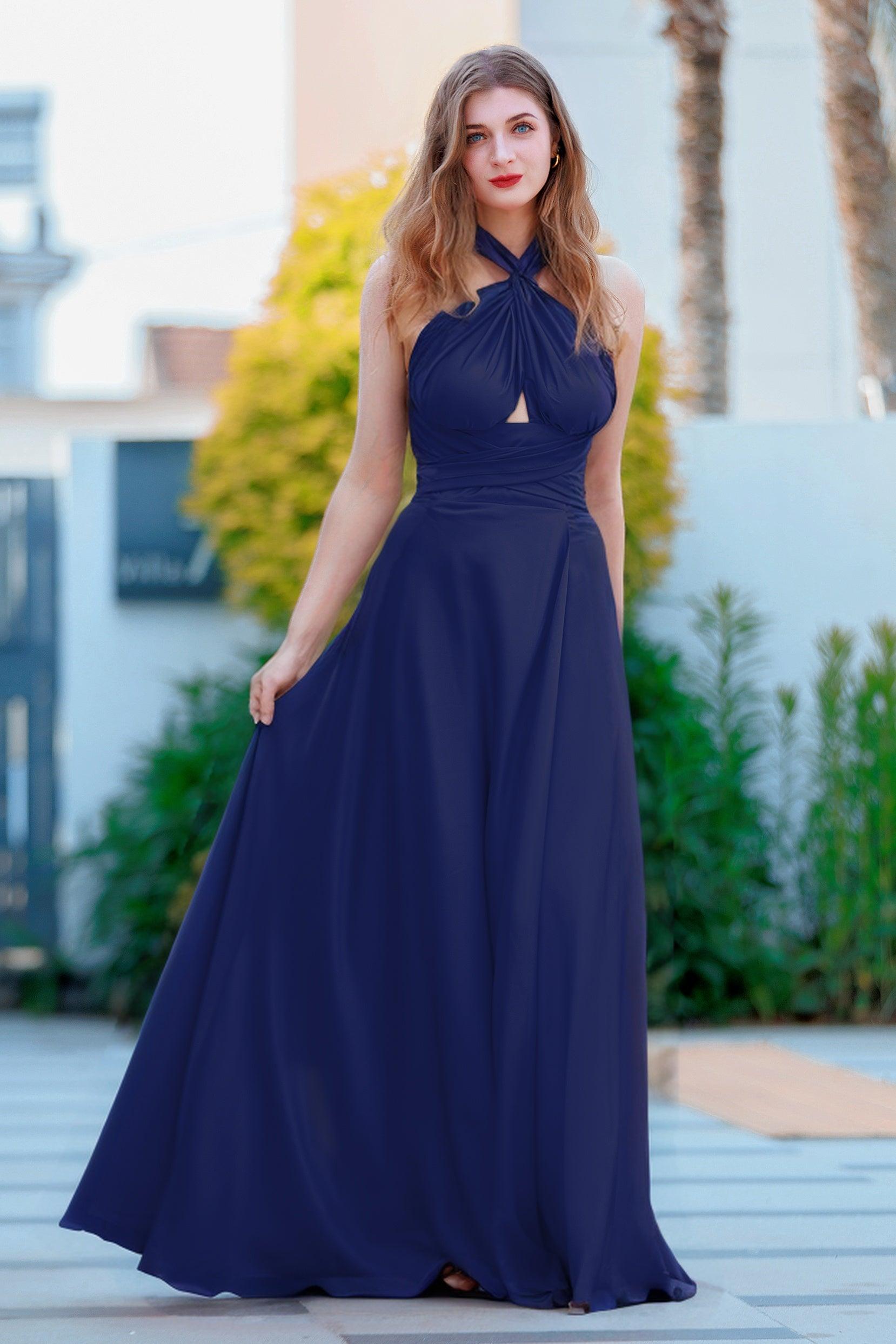 Sheath-Column Sweep-Brush Train Forged Chiffon Prom Dress CS0492 - COCOMELODY