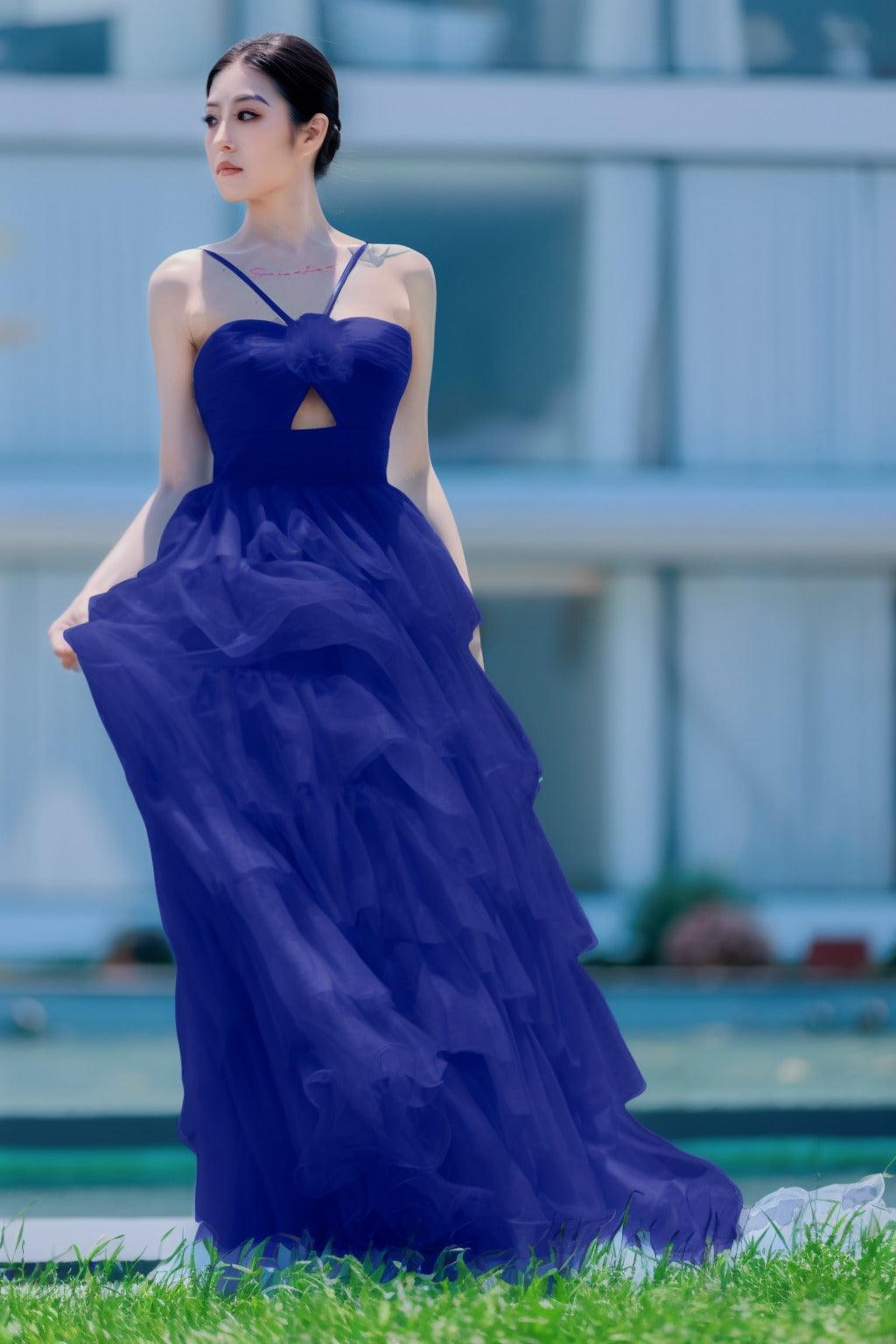 Princess Sweep-Brush Train Tulle Prom Dress CS0493 - COCOMELODY