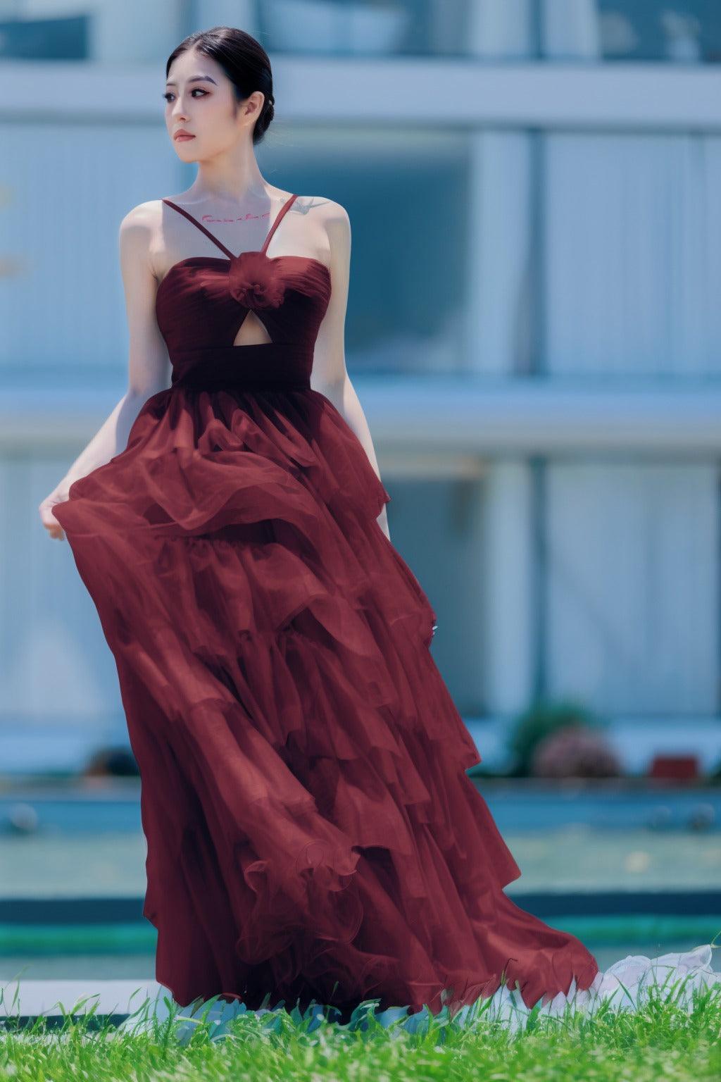 Princess Sweep-Brush Train Tulle Prom Dress CS0493 - COCOMELODY