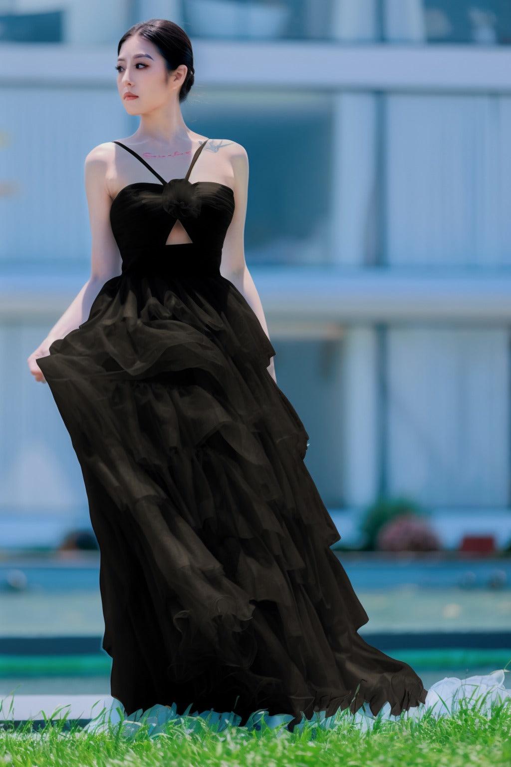 Princess Sweep-Brush Train Tulle Prom Dress CS0493 - COCOMELODY