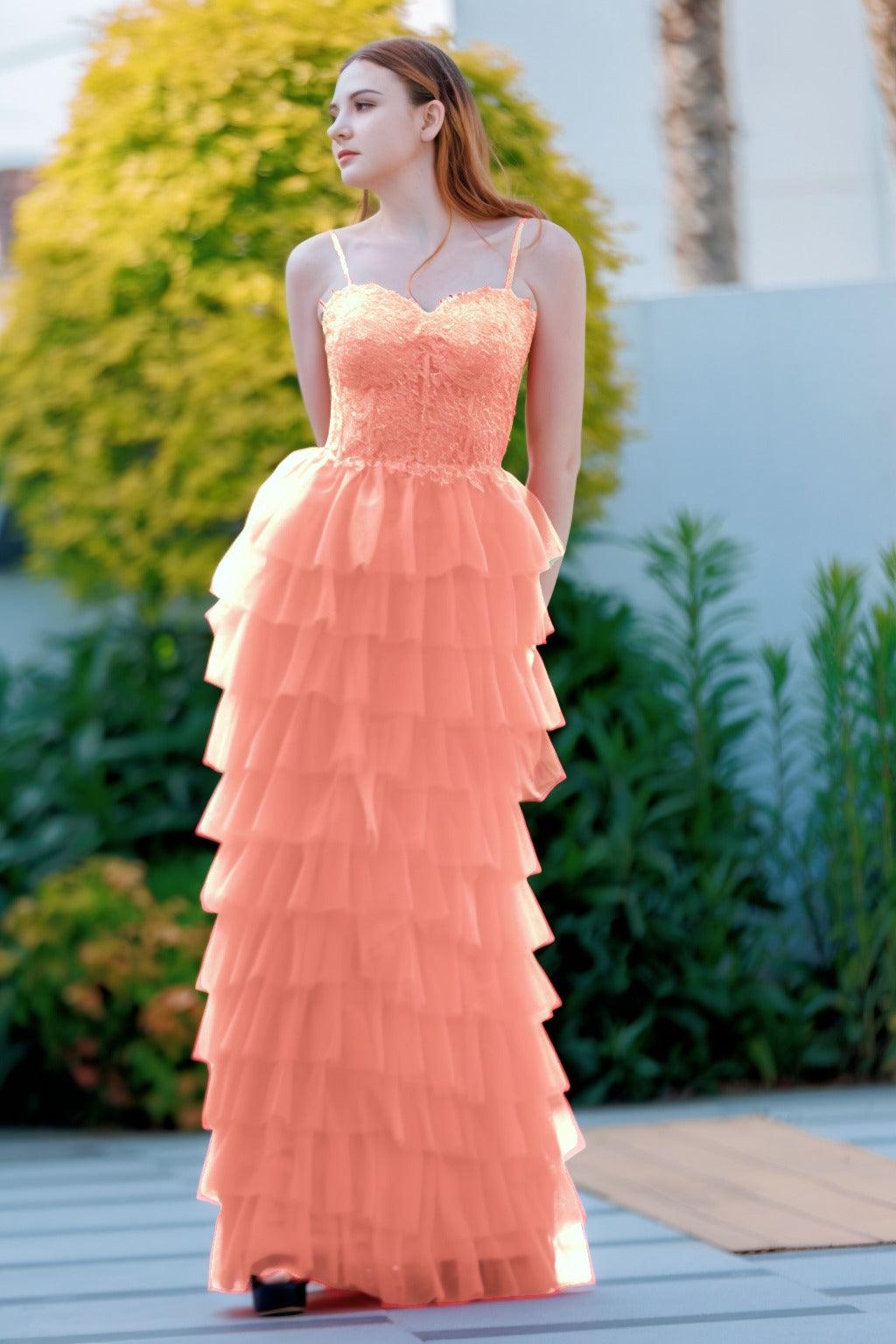 Sheath-Column Floor Length Tulle Prom Dress CS0496 - COCOMELODY