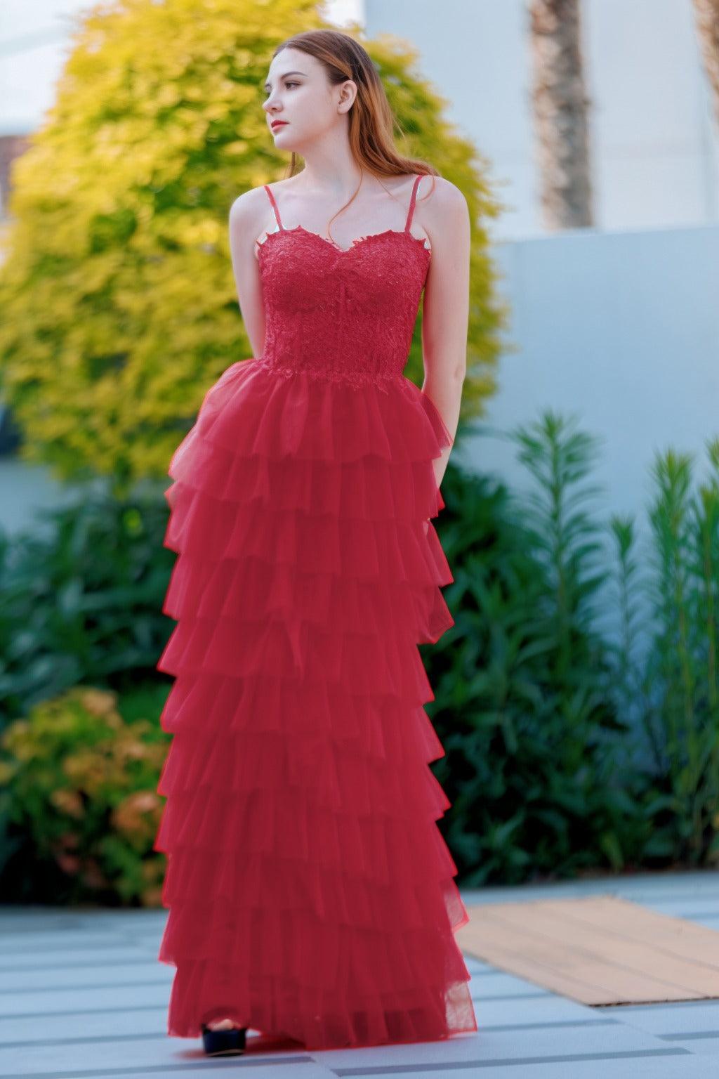Sheath-Column Floor Length Tulle Prom Dress CS0496 - COCOMELODY
