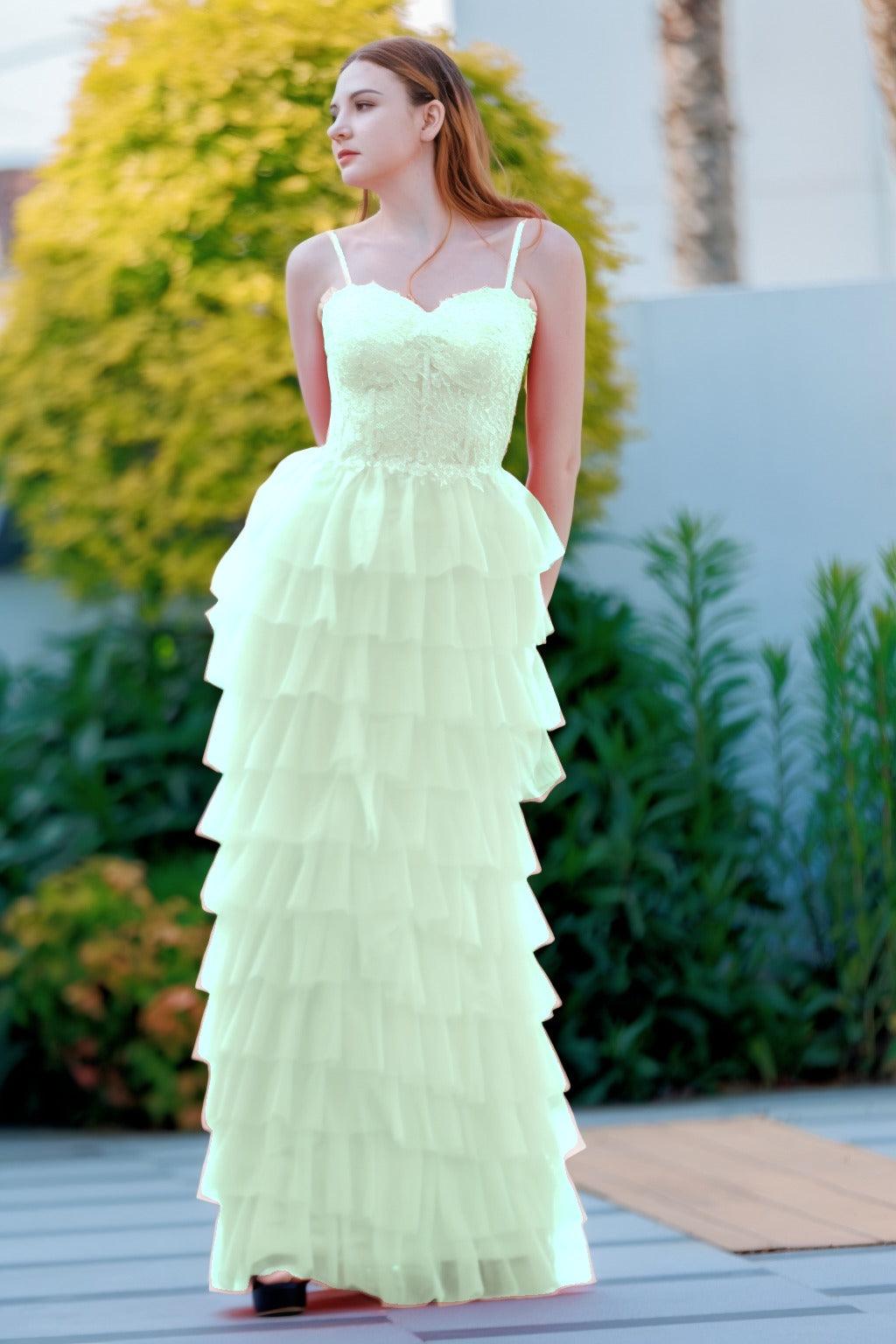 Sheath-Column Floor Length Tulle Prom Dress CS0496 - COCOMELODY