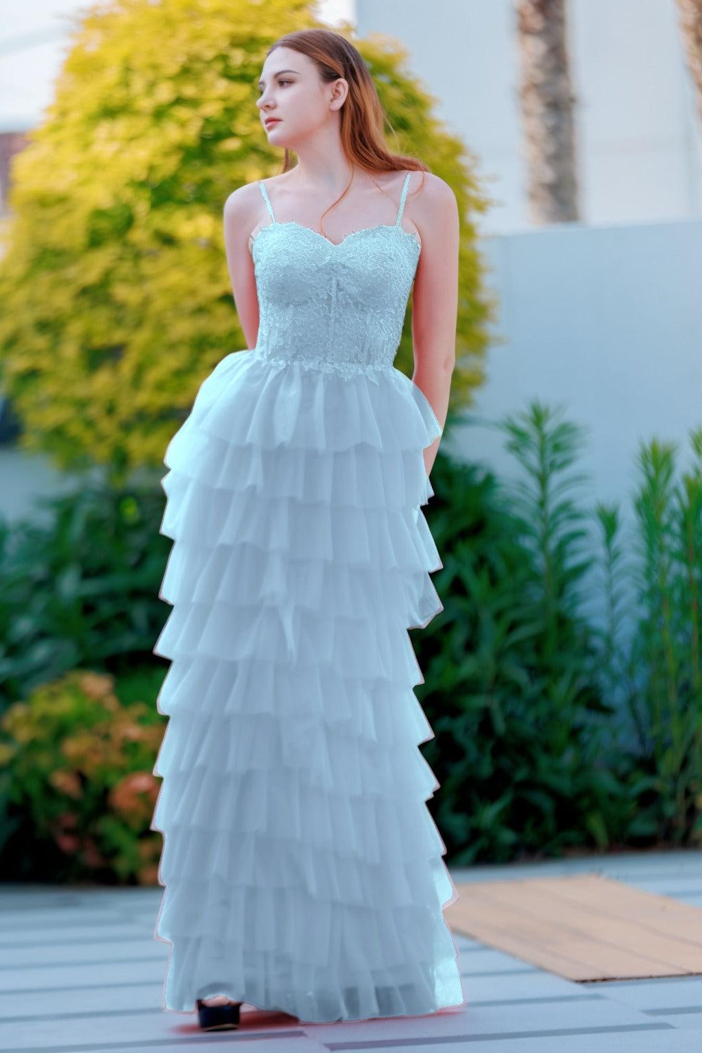 Sheath-Column Floor Length Tulle Prom Dress CS0496 - COCOMELODY