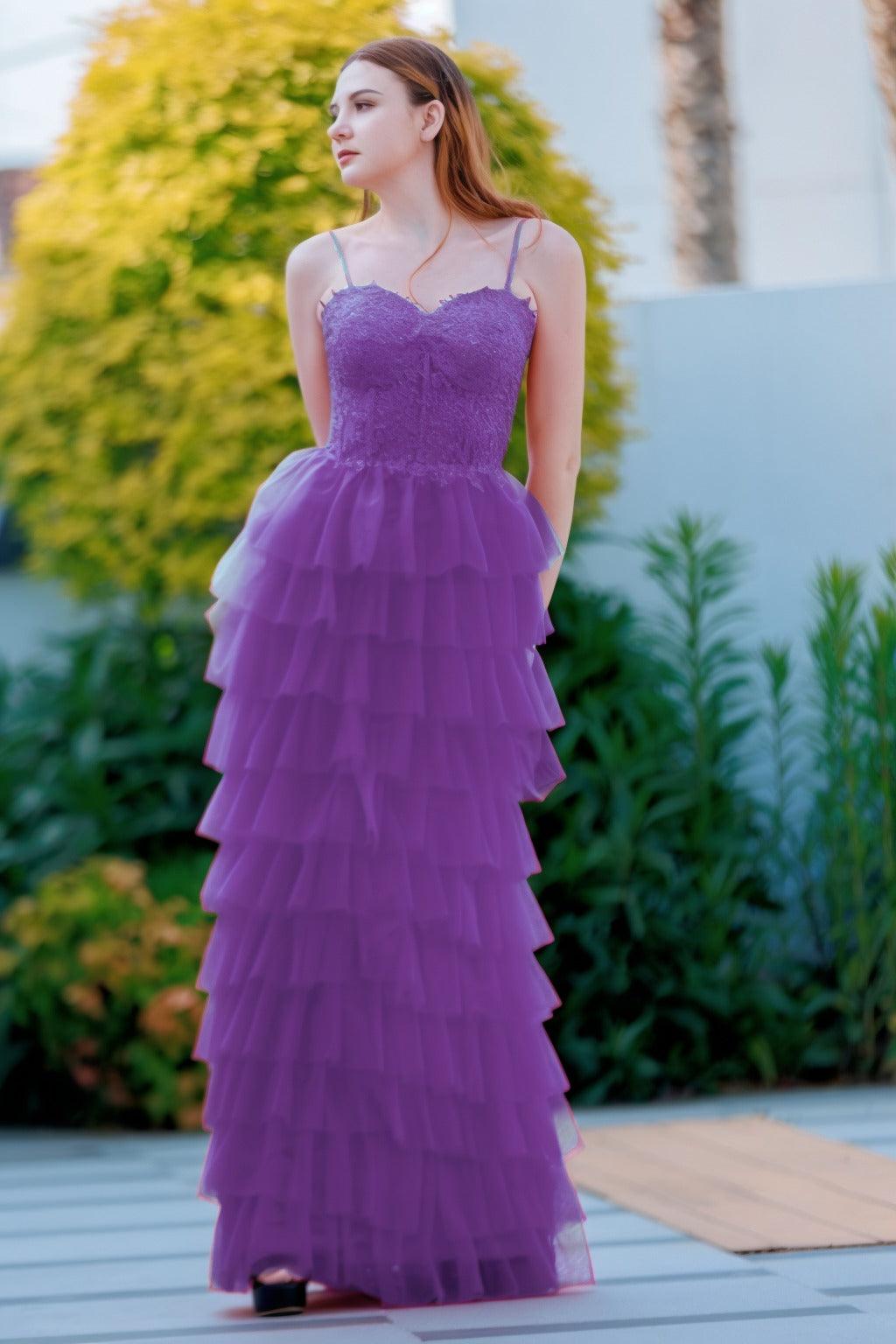 Sheath-Column Floor Length Tulle Prom Dress CS0496 - COCOMELODY