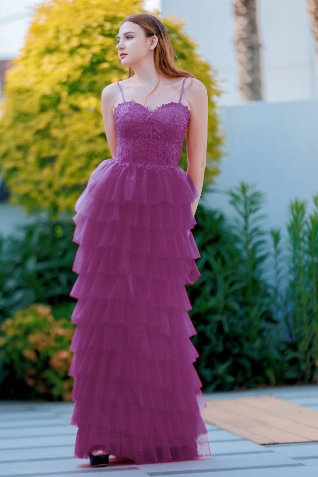 Sheath-Column Floor Length Tulle Prom Dress CS0496 - COCOMELODY