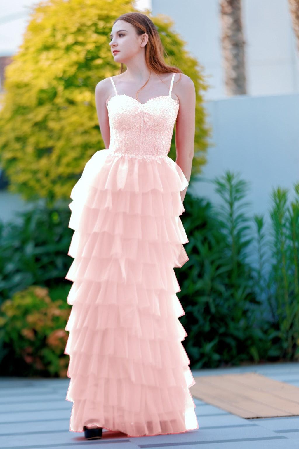 Sheath-Column Floor Length Tulle Prom Dress CS0496 - COCOMELODY