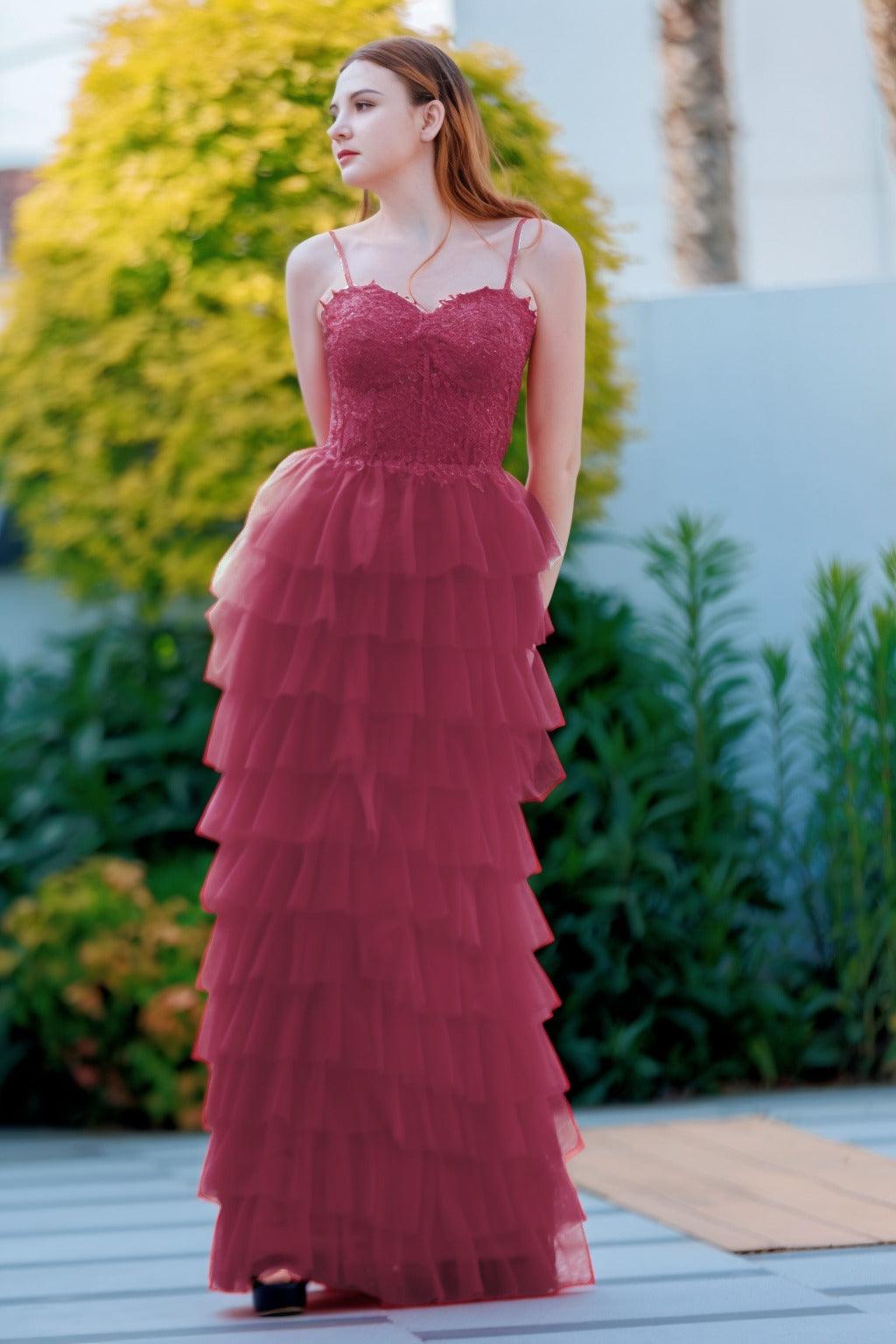 Sheath-Column Floor Length Tulle Prom Dress CS0496 - COCOMELODY