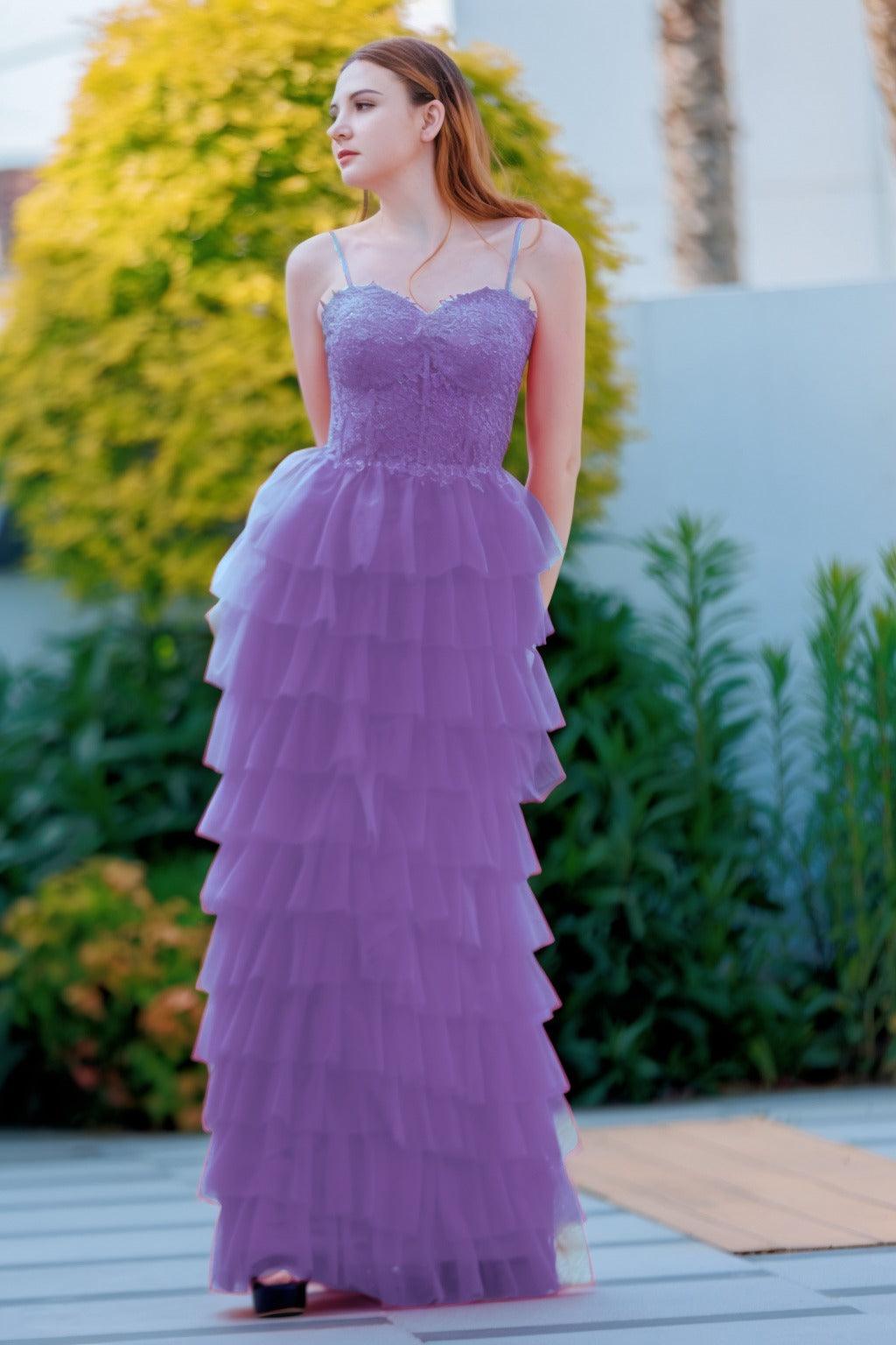 Sheath-Column Floor Length Tulle Prom Dress CS0496 - COCOMELODY