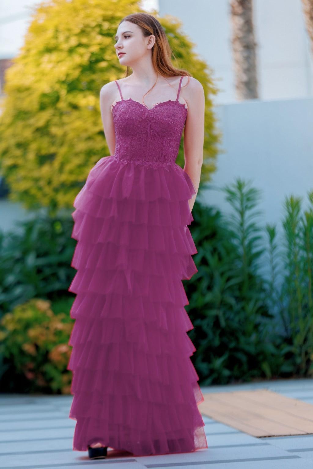 Sheath-Column Floor Length Tulle Prom Dress CS0496 - COCOMELODY