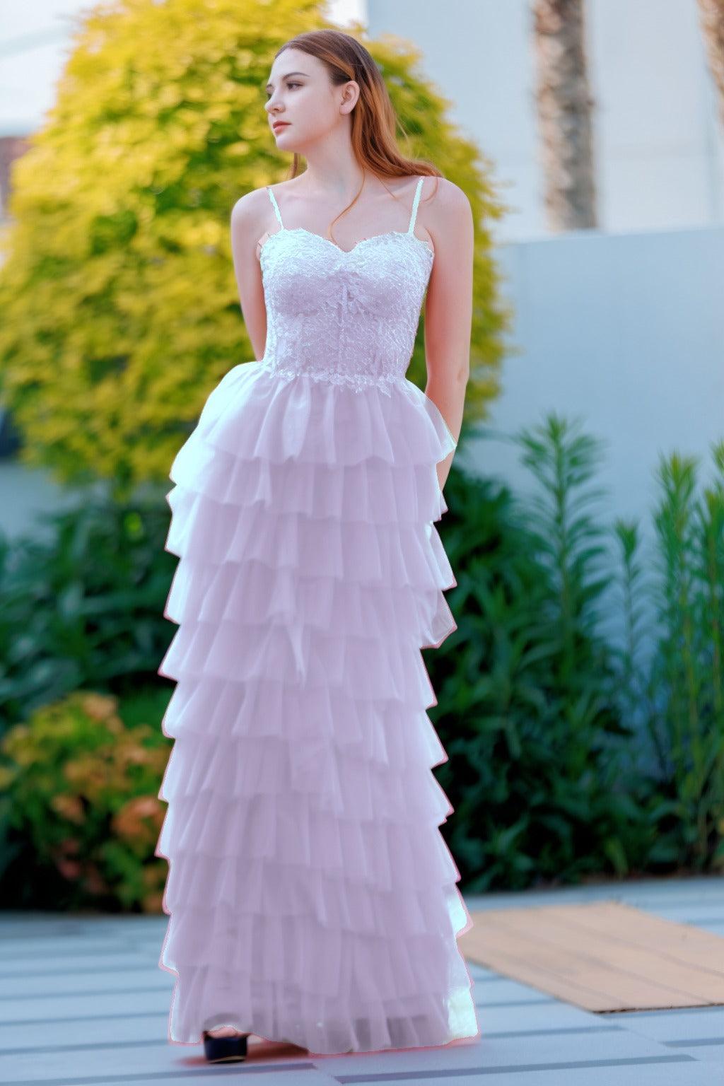 Sheath-Column Floor Length Tulle Prom Dress CS0496 - COCOMELODY