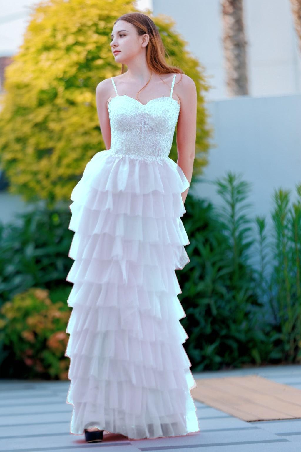 Sheath-Column Floor Length Tulle Prom Dress CS0496 - COCOMELODY